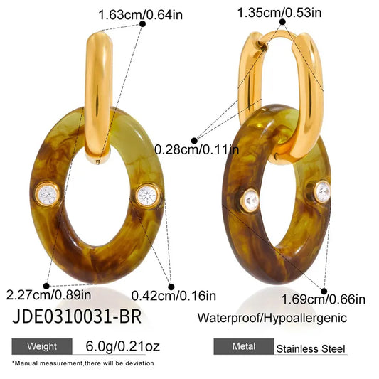 Σκουλαρίκια επιχρυσωμένο ατσάλι με ρητίνη και στρας-EA436