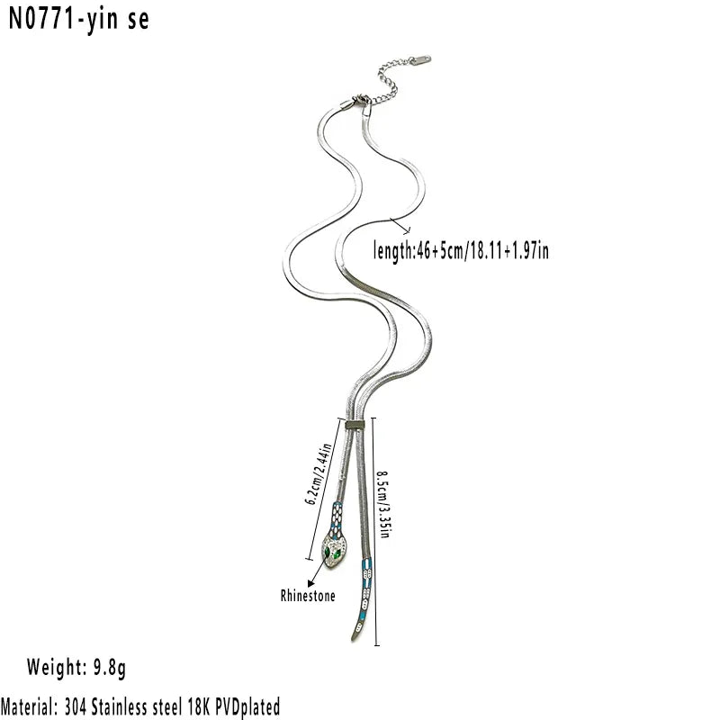 Κολιέ ατσάλι φίδι μακρύ-NE520