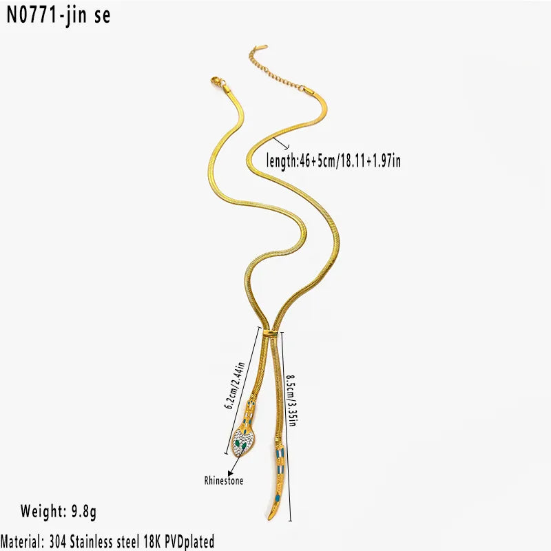 Κολιέ επιχρυσωμένο ατσάλι φίδι μακρύ-NE522