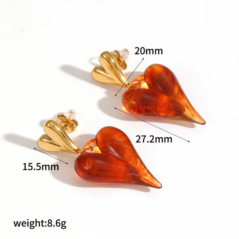 Σκουλαρίκια επιχρυσωμένο ατσάλι με καρδιές-EA020