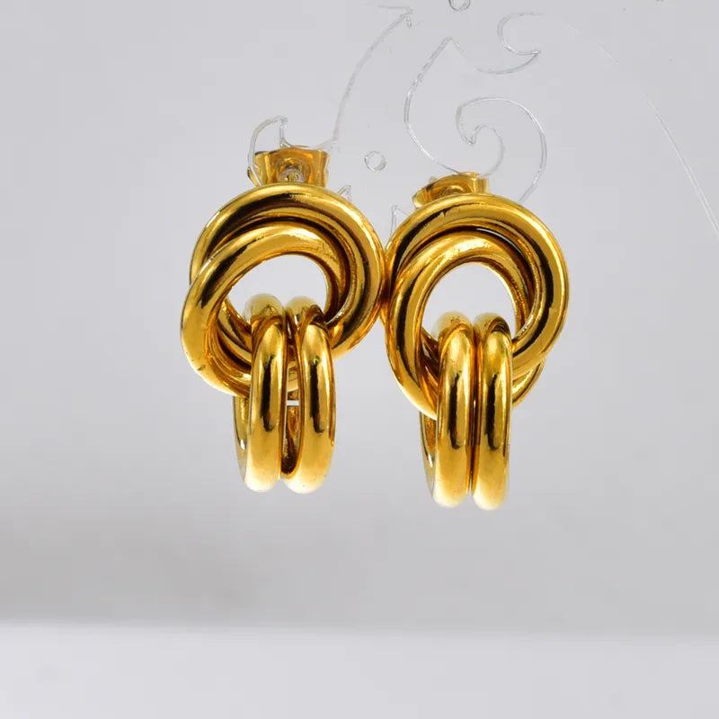 Σκουλαρίκια χρυσό ατσάλι κόμπος-EA390