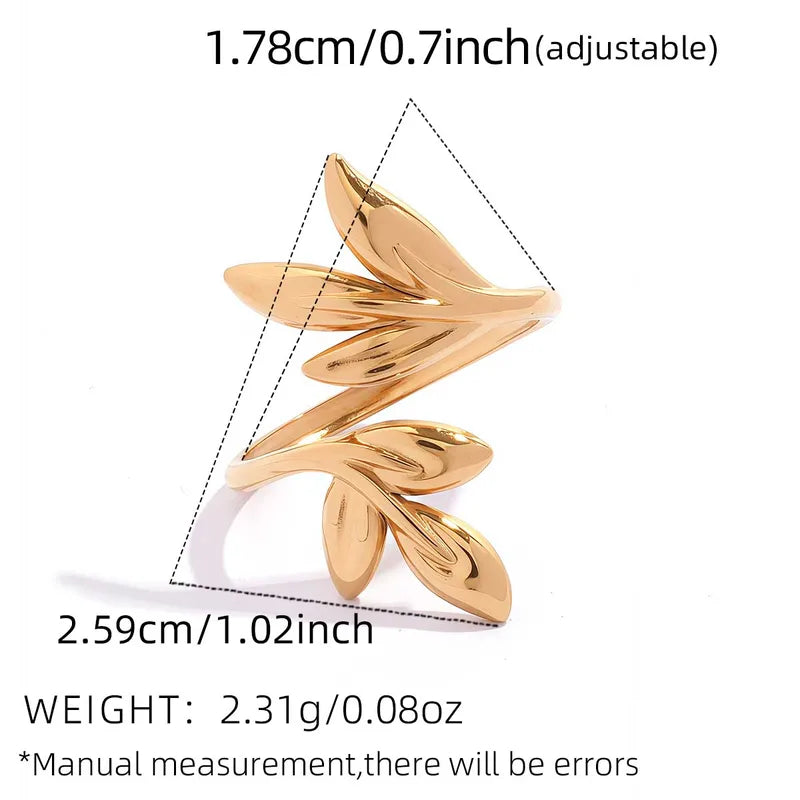 Δαχτυλίδι επιχρυσωμένο ατσάλι με φύλλα - R236