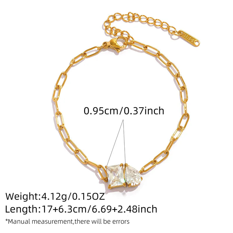 Βραχιόλι επιχρυσωμένο ατσάλι με δύο zircon - BR479