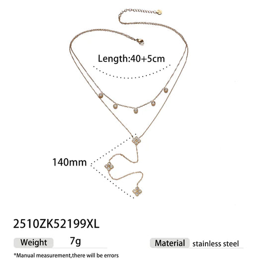 Κολιέ επιχρυσωμένο ατσάλι μακρύ με zircon - NE722