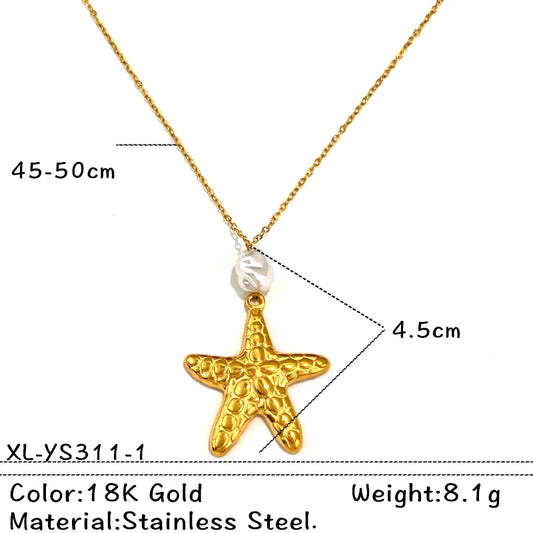 Κολιέ επιχρυσωμένο ατσάλι με αστερία - NE709