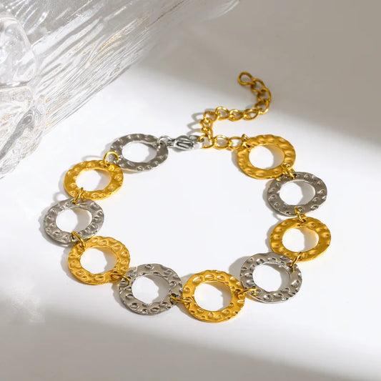 Βραχιόλι επιχρυσωμένο ατσάλι με κρίκους - BR203