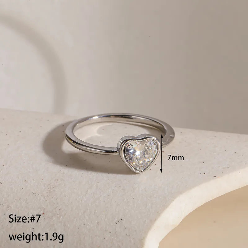 Δαχτυλίδι ατσάλι βέρα με καρδιά zircon - R239