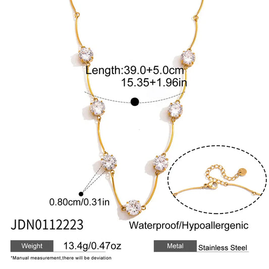 Κολιέ ατσάλινο με στρόγγυλα zircon - NE563