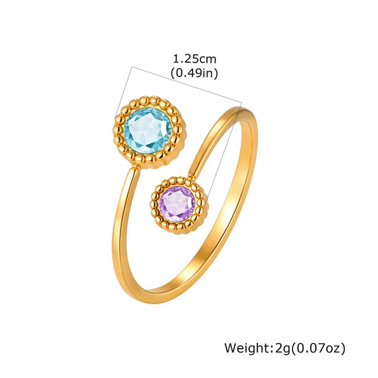 Δαχτυλίδι ατσάλι με μωβ και γαλάζιο zircon - R034