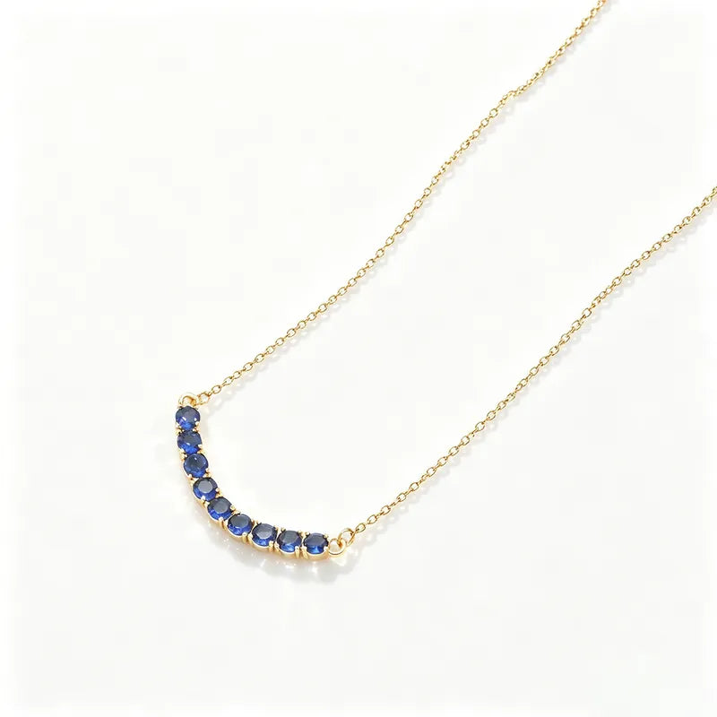 Steel necklace with blue zircon - NE339