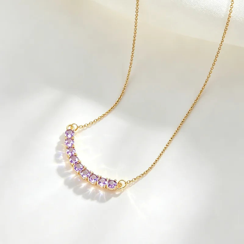 Steel necklace with lilac zircon - NE377