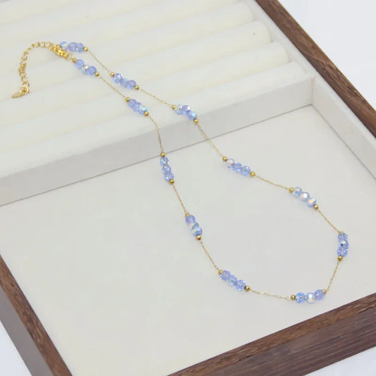Steel necklace with pink zircon hearts - NE426