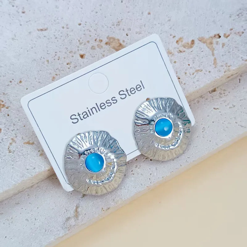 Steel shell earrings white with pearl - EA756