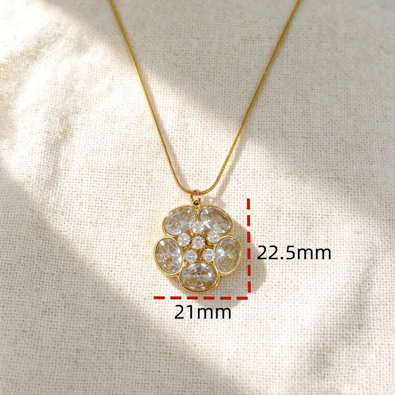 Collar de acero y oro con circonitas - NE699