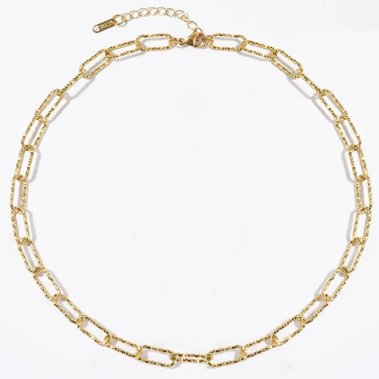 Κολιέ επιχρυσωμένο ατσάλι γυαλιστερή αλυσίδα-NE451