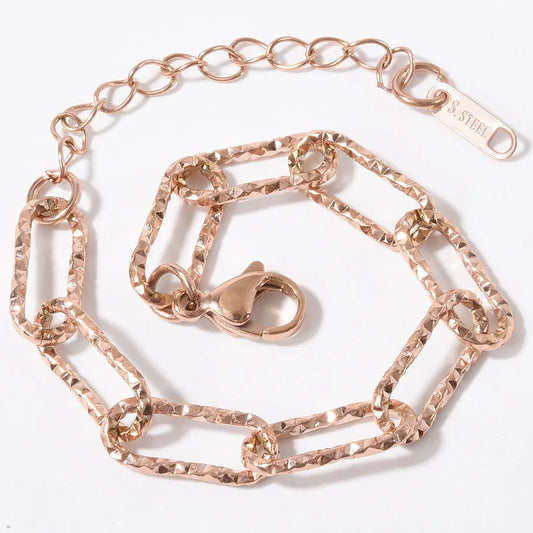 Βραχιόλι ροζ χρυσό ατσάλι αλυσίδα link-BR332