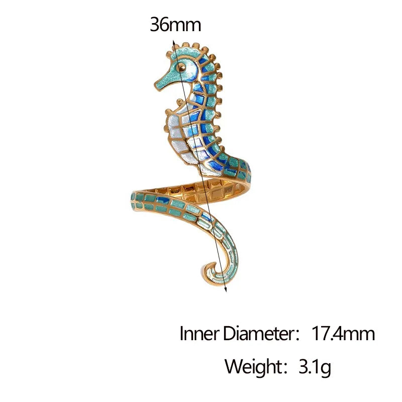 Δαχτυλίδι επιχρυσωμένο ατσάλι ιππόκαμπος- R378