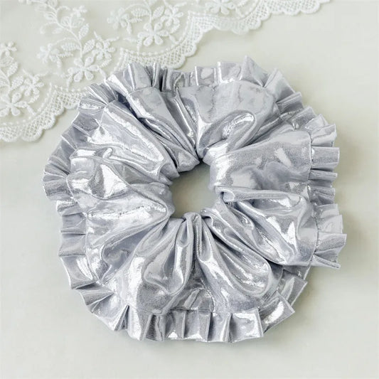 Λαστιχάκι scrunchie ασημί μεταλλικό - HA054