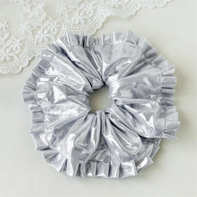 Λαστιχάκι scrunchie ασημί μεταλλικό - HA054