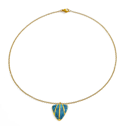 Σετ επιχρυσωμένο ατσάλι μπλε κολιέ σκουλαρίκια δαχτυλίδι-SET042