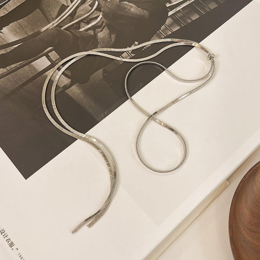 Κολιέ ατσάλινο γραβάτα μακρύ -NE326