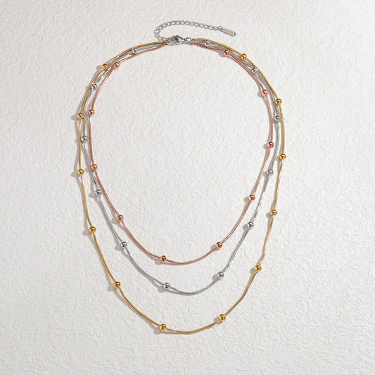 Colier din otel tricolor -NE160