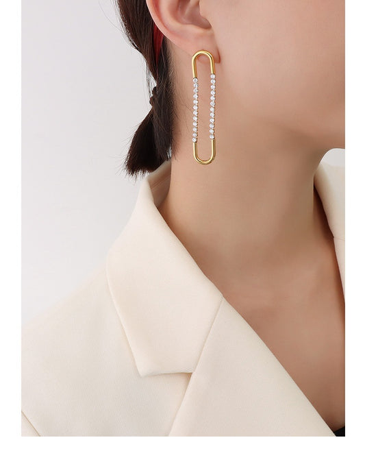 Earrings gilded steered stessy with rhinestones-ea123