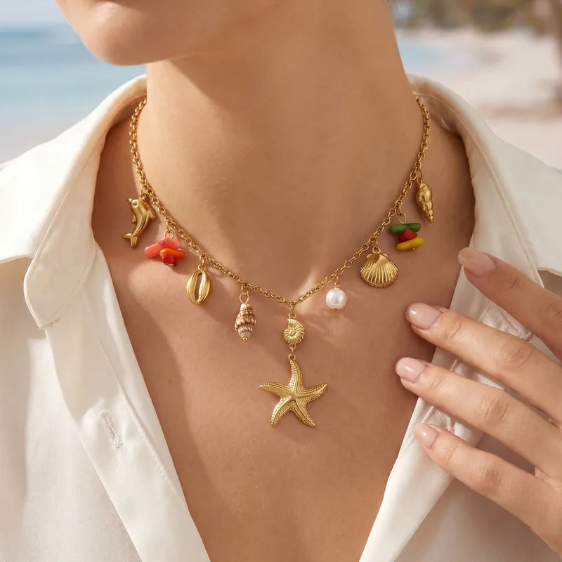 Stahlhalskette mit rosa Zirkonherzen – NE426