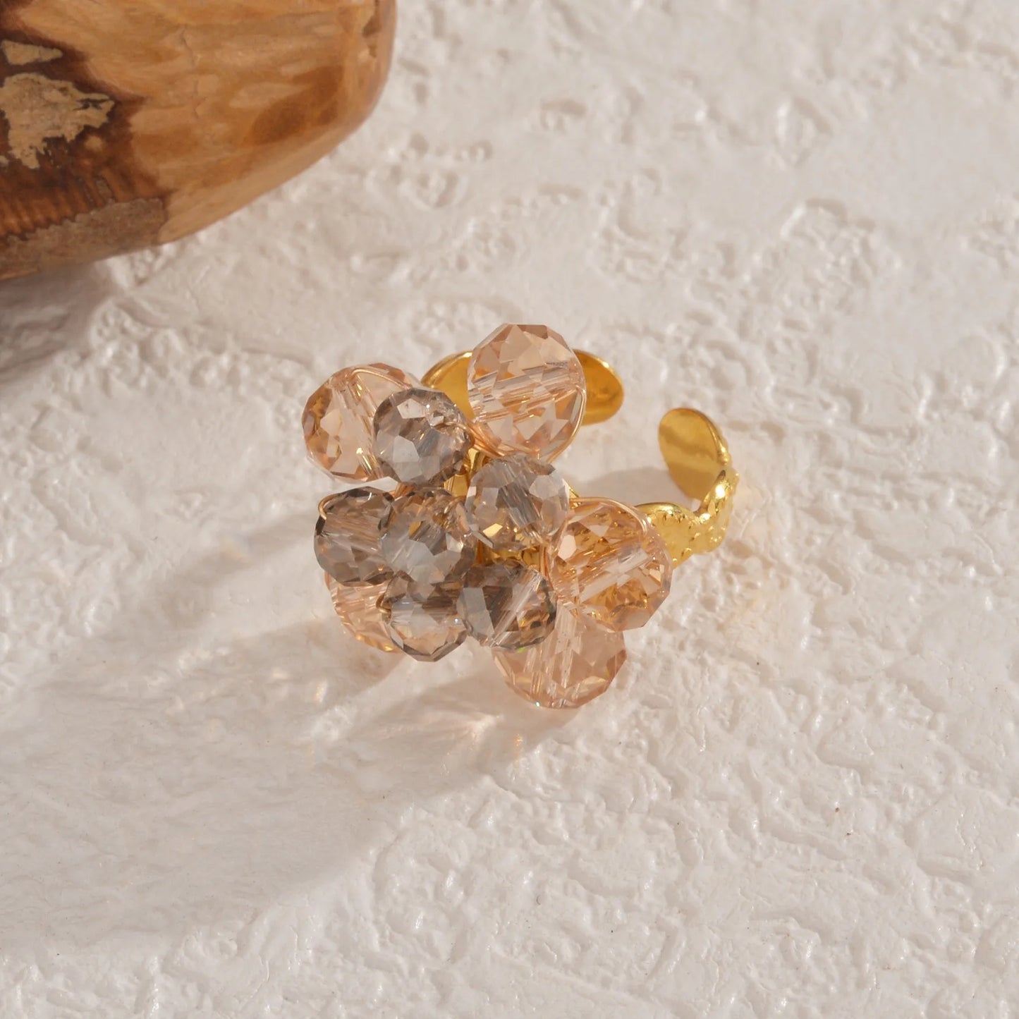 Δαχτυλίδι ατσάλι με γυάλινες χάντρες-R246