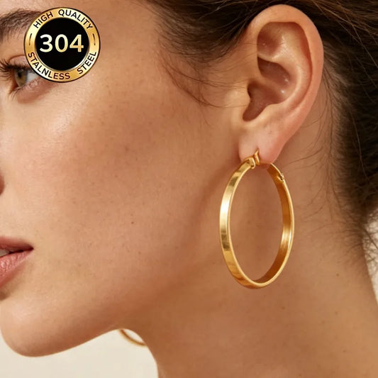 Boucles d'oreilles créoles acier doré - EA505