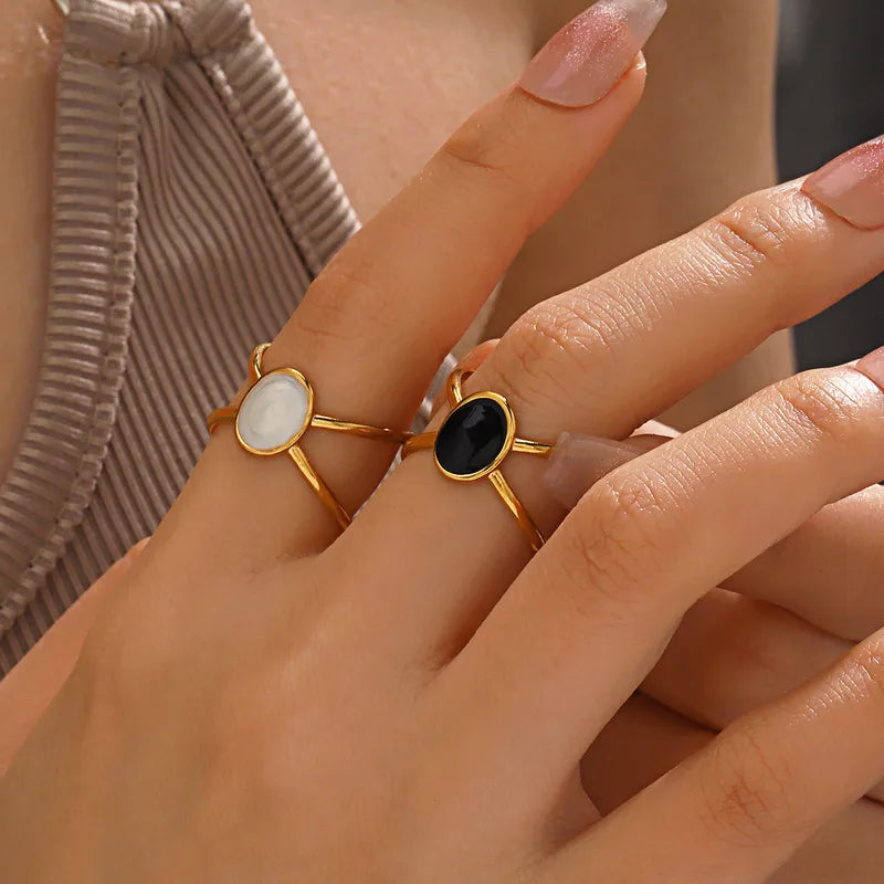 Ring steel round white gold-R260