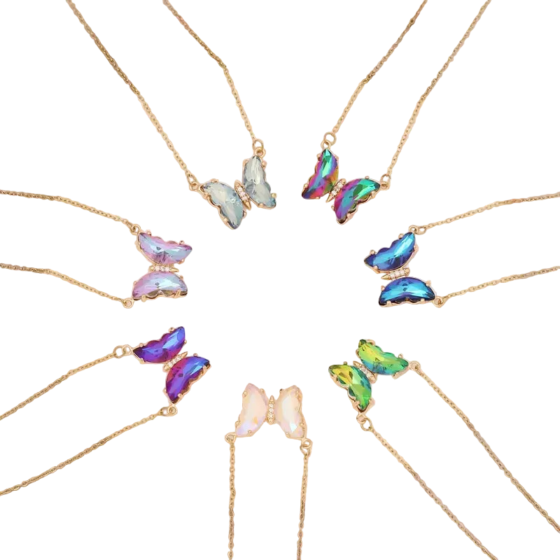 Κολιέ επιχρυσωμένο ατσάλι με πεταλούδα - NE743