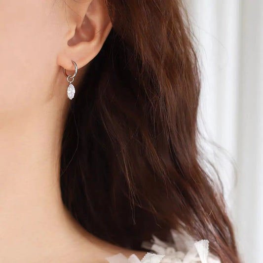 Σκουλαρίκια ασημί ατσάλι με δάκρυ zircon-EA625