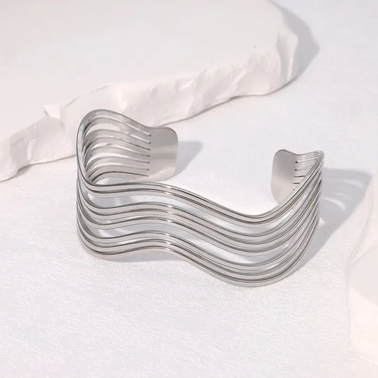 Βραχιόλι ατσάλι κυματιστή μορφή-BR119