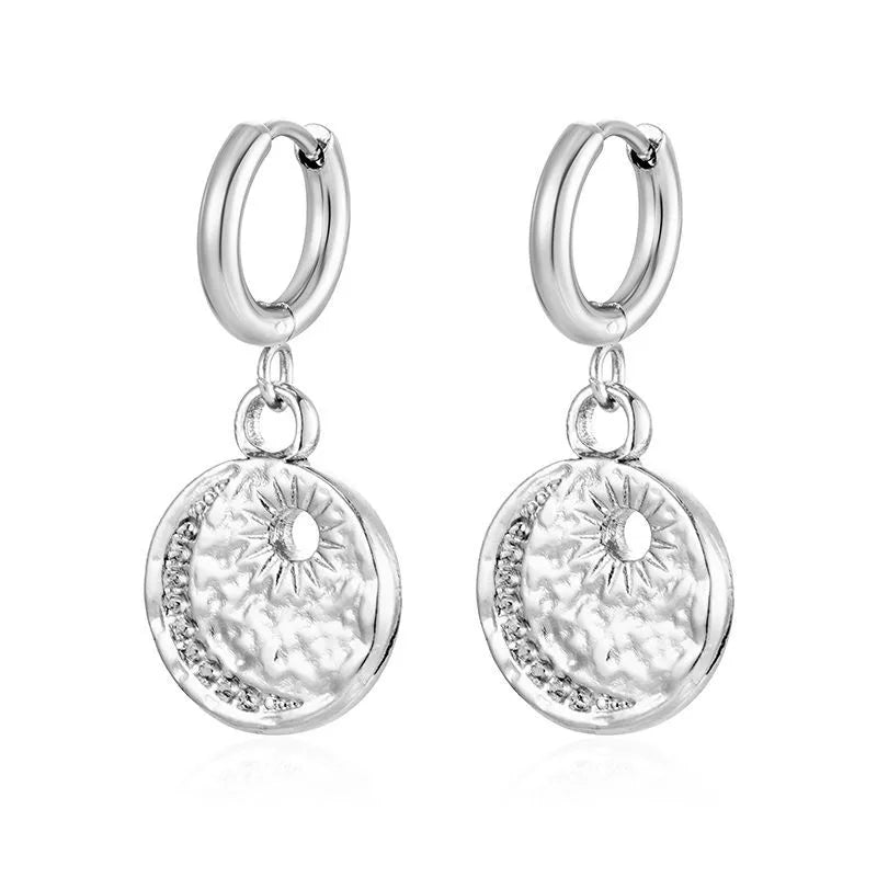 Earrings steel moon and sun-ea251