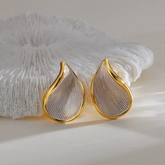 Σκουλαρίκια επιχρυσωμένο ατσάλι δάκρυ - EA565