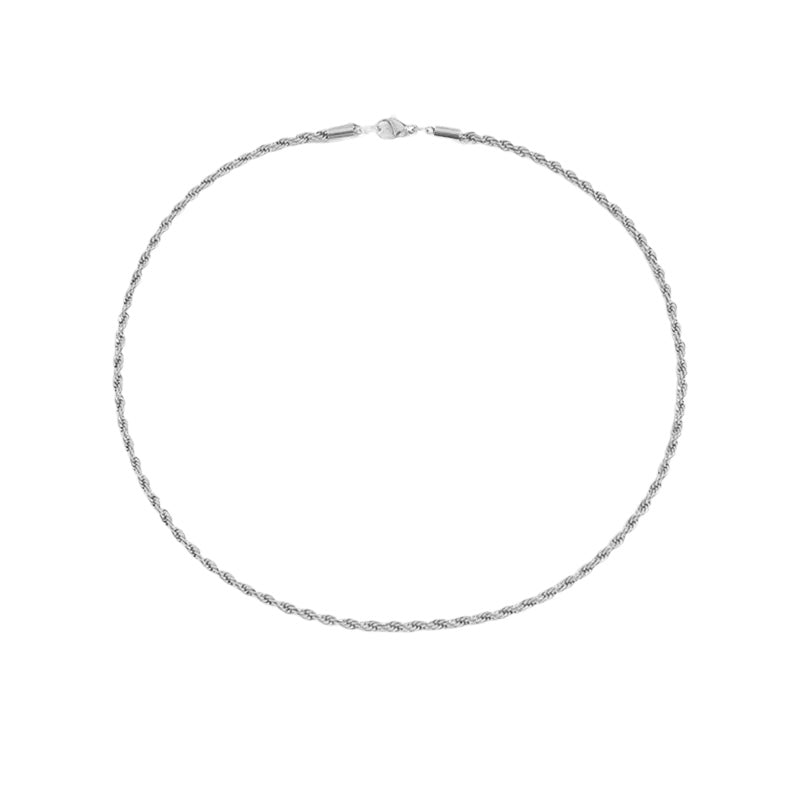 Collier en acier argenté - w076