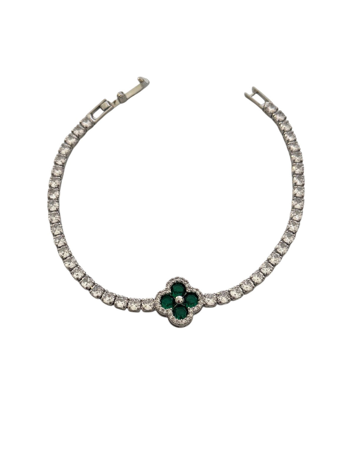 *Bracelet bracelet with zircon and green stones - BR032