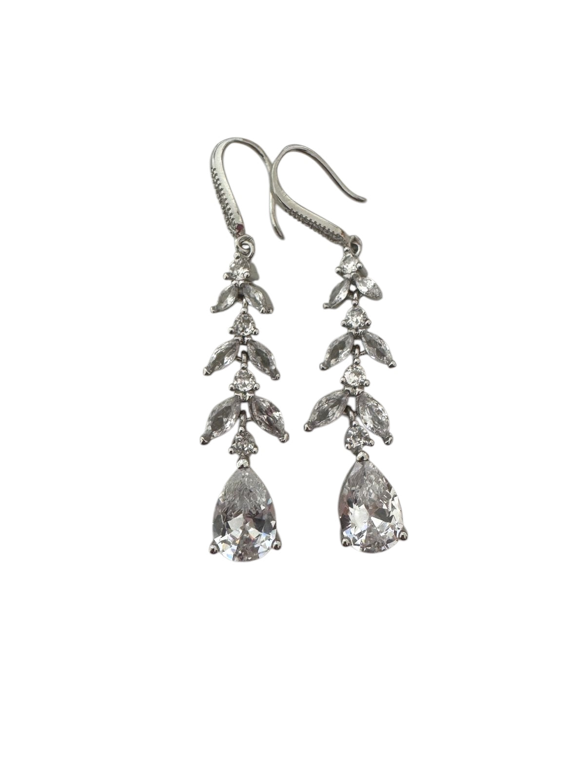 Brass earrings with zircons - w172