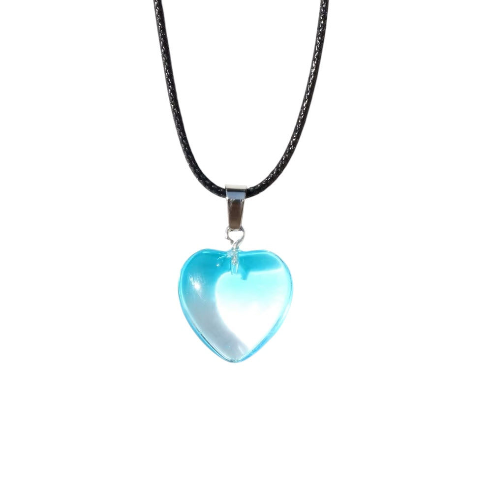 Blue heart necklace - w220