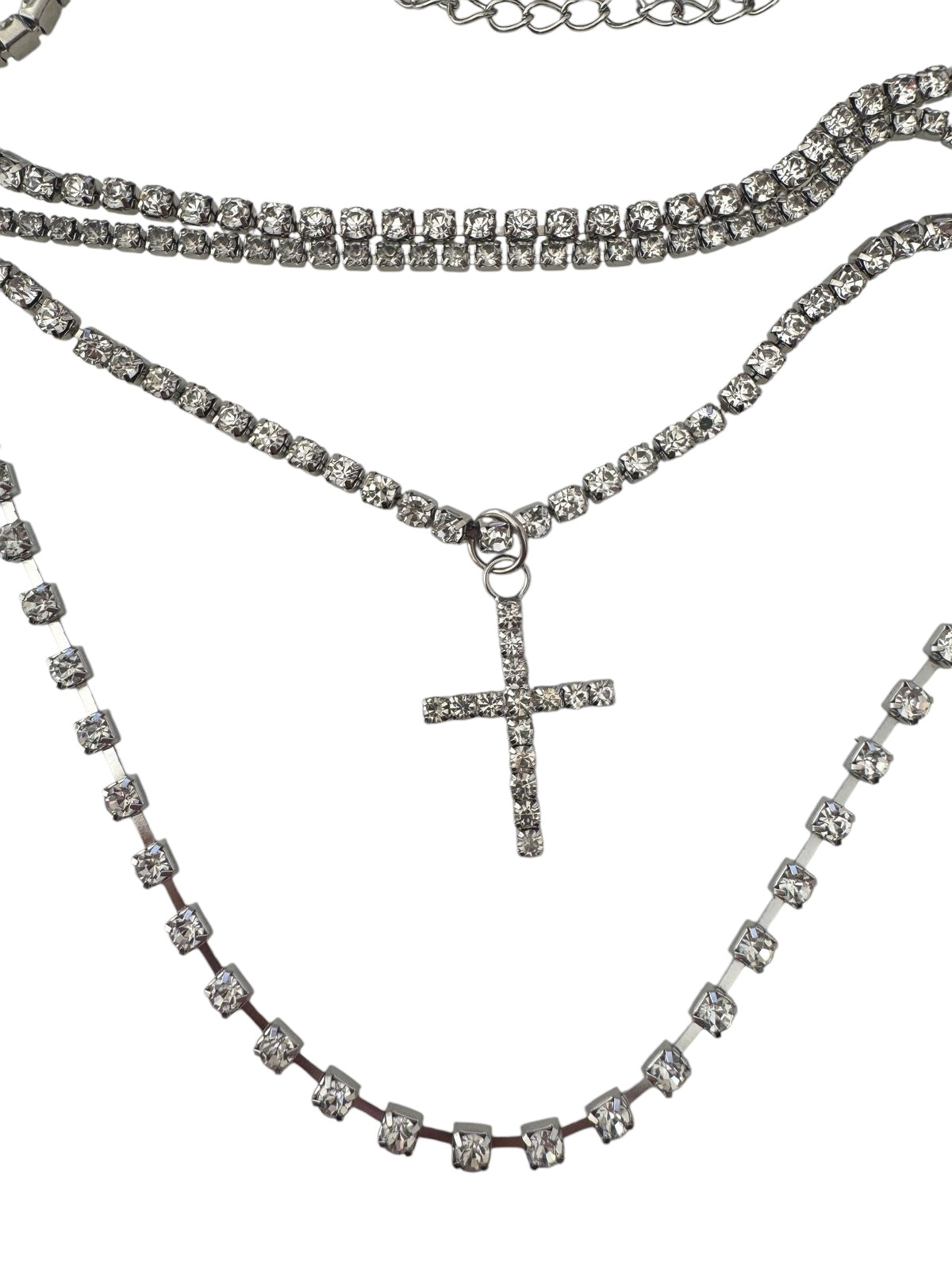 Κολιέ πολλαπλό με σταυρό - w309