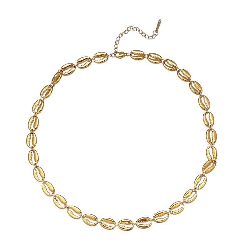 Κολιέ ατσάλινο με κοχύλια - w334