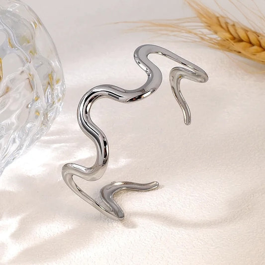 Βραχιόλι ατσάλινο κυματιστό ασημί - BR222