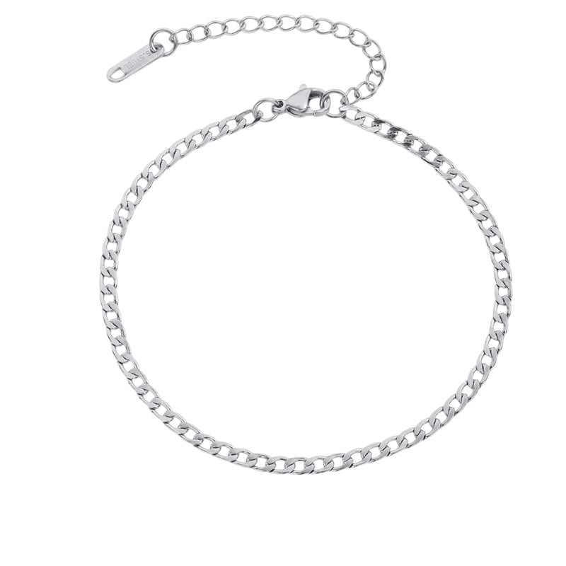 Βραχιόλι ποδιού ατσάλινο ασημί - AN007