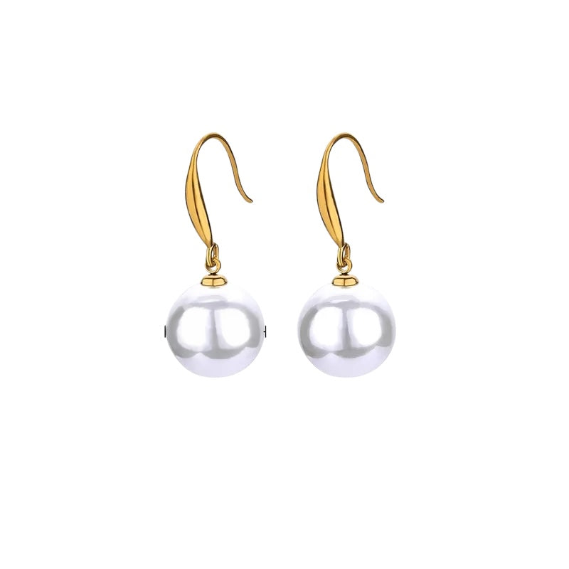 Earrings of steel gold with pearl - EA457