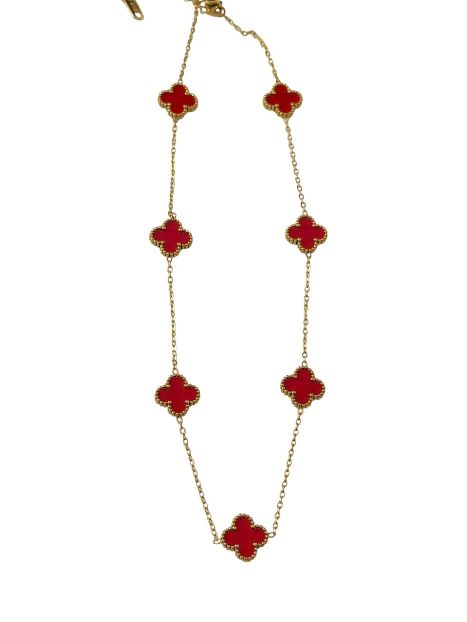 Κολιέ ατσάλινο με κόκκινους κυκλικούς σταυρούς - w611