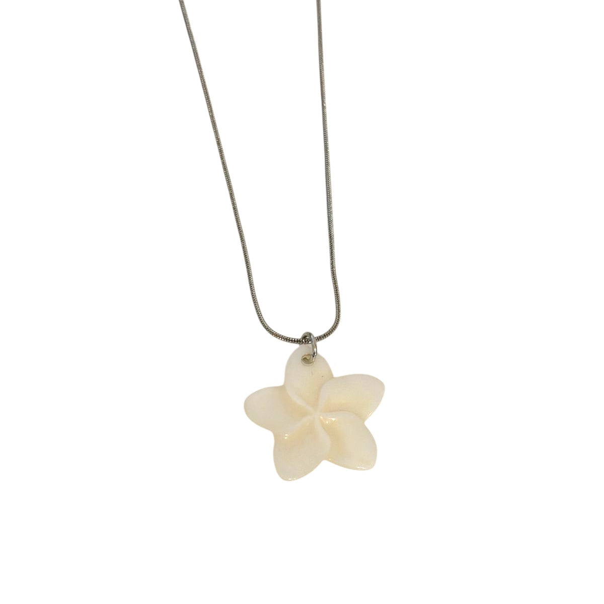 Κολιέ ατσάλινο με λουλούδι -w661