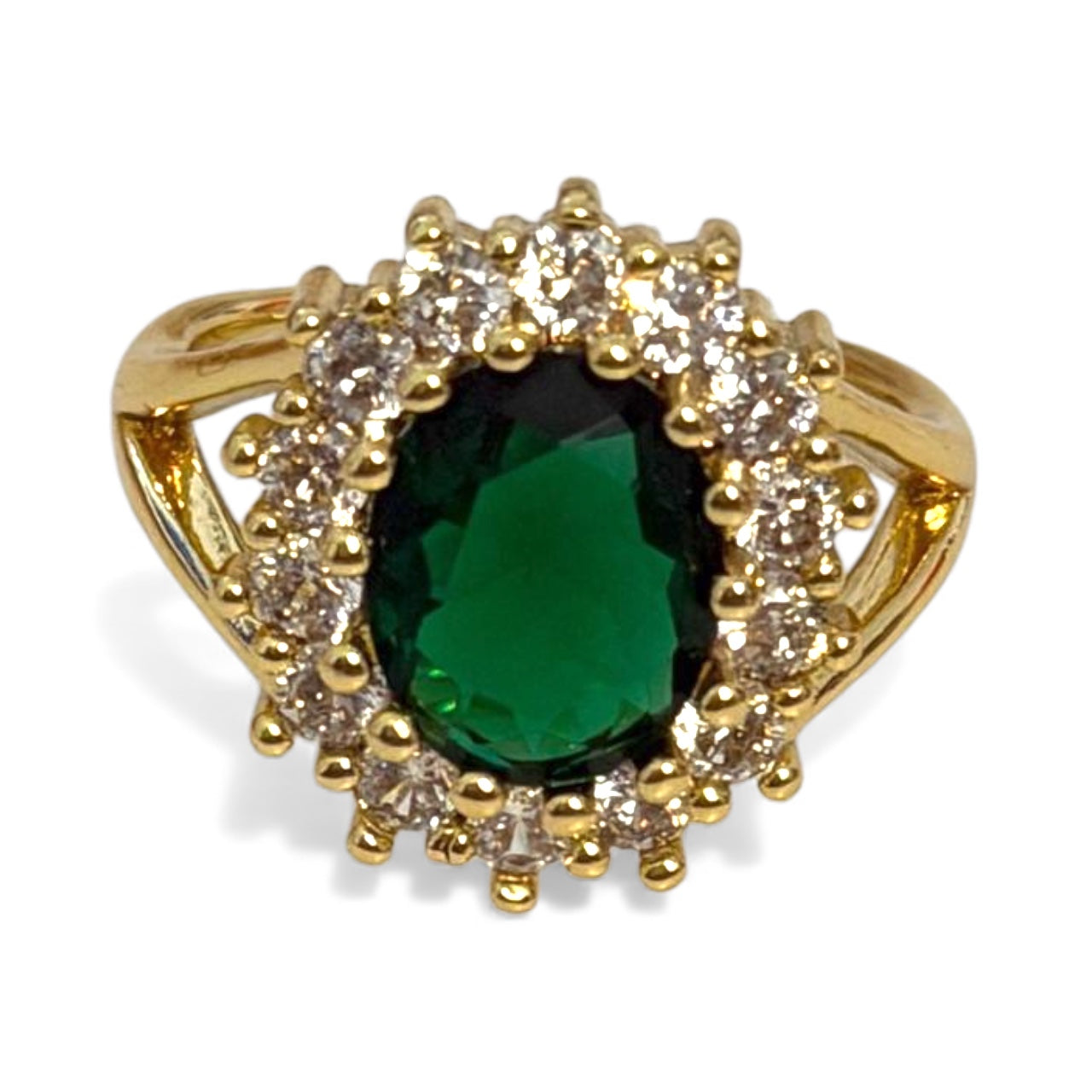 Δαχτυλίδι ορειχάλκινο με πράσινο ζιργκόν - w663