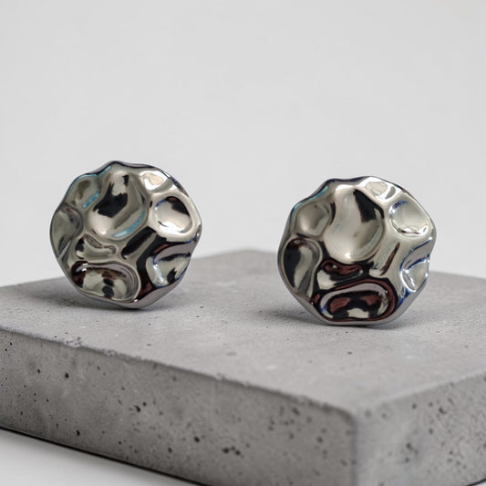 Σκουλαρίκια ατσάλινα ασημί κυκλικά - EA489