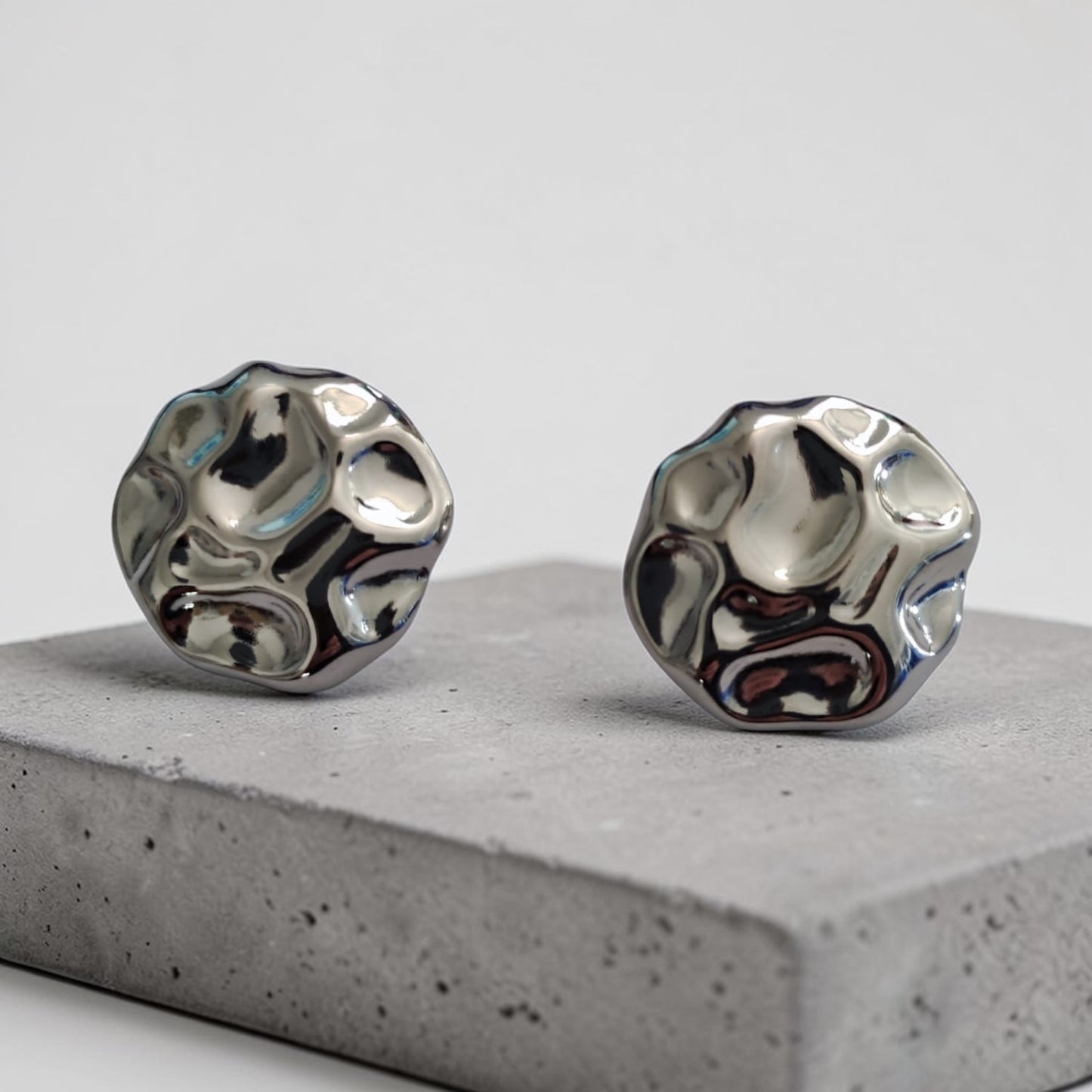 Σκουλαρίκια ατσάλινα ασημί κυκλικά - EA489